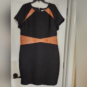 New York & Company Black Dress w/Faux Leather Accents